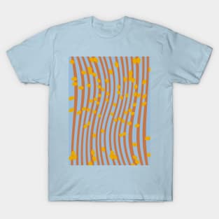 Wavy Stripes, Dots - Blue T-Shirt